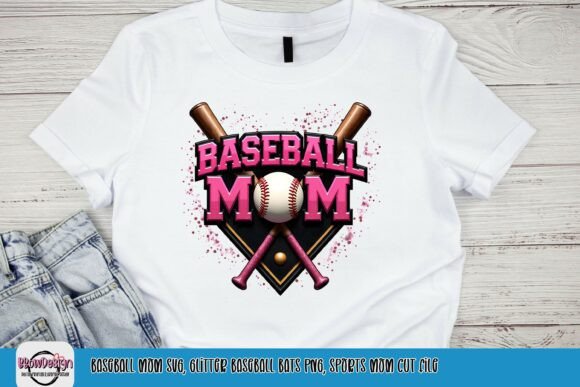Baseball Mom, Glitter Baseball Bats PNG