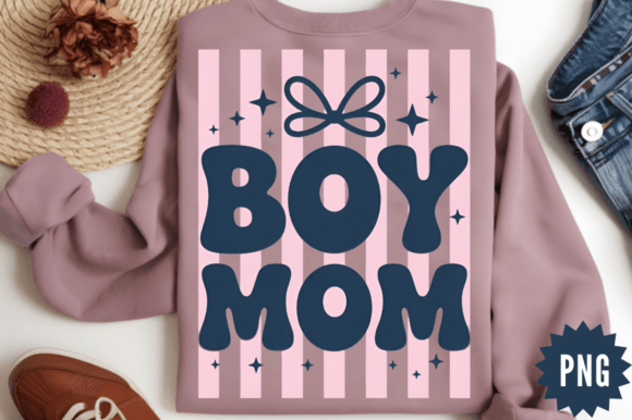 Boy Mom Retro Striped PNG Design