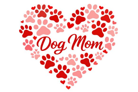 Dog Mom Valentine SVG with Heart Vector