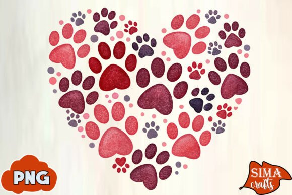Dog Valentine SVG Paw Print Heart PNG