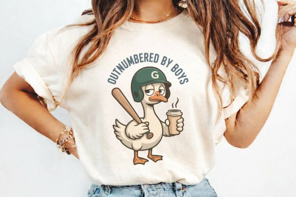 Outnumbered by Boys Mom Goose SVG PNG
